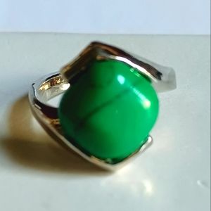 925 Sterling Silver Green/Black Turquoise Ring Size 7.75